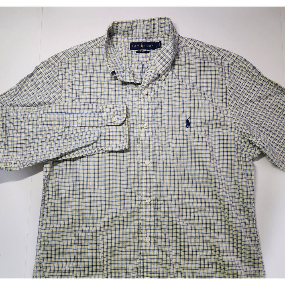 Ralph Lauren Mens Size‎ L Long Sleeve Button Down Blue/Yellow Check Shirt